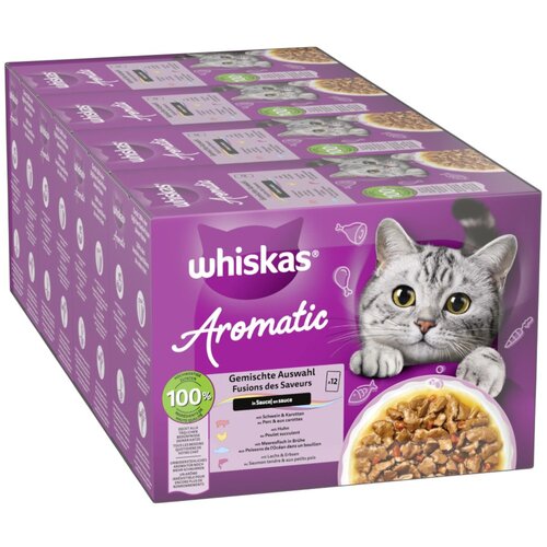  Ekonomično pakiranje Whiskas 1+ Aromatic Selection 96 x 85 g - Mje&scaron;avina u umaku Cijene