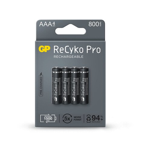 Gp Baterija polnilna AAA-800 mAh Ni-Mh ReCyko+ Pro 4 kom Slike