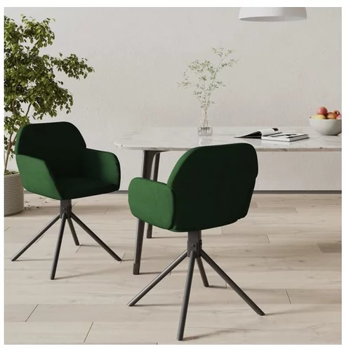  Vrtljiv jedilni stol 2 kosa temno zelen žamet