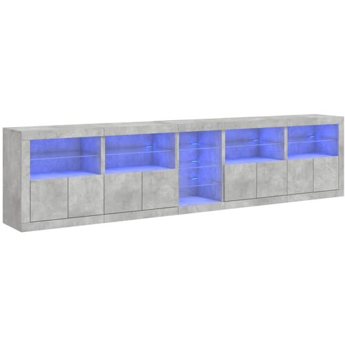 Maison Chic Komoda - Predalnik z LED lučkami betonsko siva 283x37x67 cm, (21722009) Slike