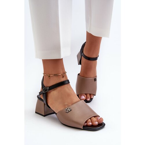 Kesi Elegant women's sandals made of eco-leather on the block, beige Vattima Slike