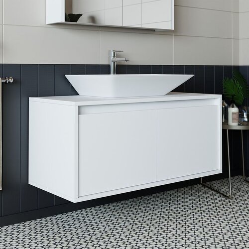 Hanah home kupatilski ormarić sa lavaboom 1716, 100 cm, mat beli Cene