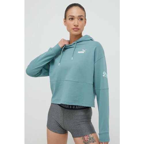Puma Pamučna dukserica za žene, boja: ružičasta, s kapuljačom, s tiskom Slike