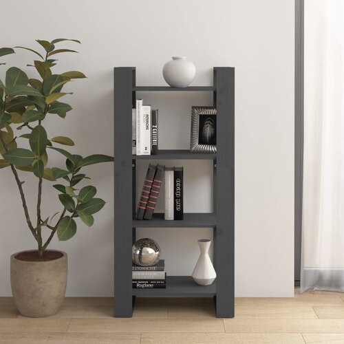 The Living Store Knjižna omara/pregrada siva 60x35x125 cm trden les - Knjižna Omara, (21437238) Cene