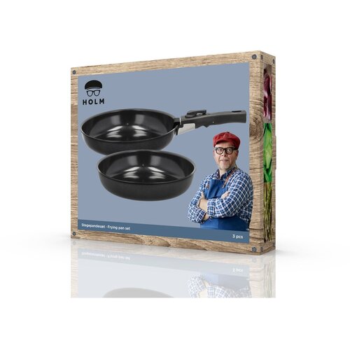 Holm Aluminijast komplet ponev s snemljivim ročajem 2 ks z neprijemljivo povr&amp;scaron;ino &amp;oslash; 28 cm &amp;ndash; Slike