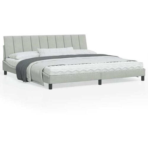 VidaXL Posteljni okvir z LED lučkami svetlo siva 200x200 cm žamet Slike