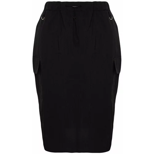 Trendyol Curve Black Parachute Midi Plus Size Skirt