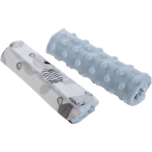 Medi Partners Stroller belt protectors (2 pcs.) cotton + minky &amp;ndash; Teddy + blue minky Slike