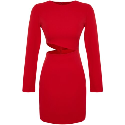 Trendyol Red Fitted Evening Dress with Window/Cut Out Detail Slike