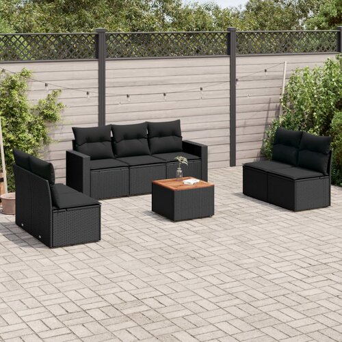  8-dijelni set vrtnih sofa od poliratana s jastucima crni Cijene