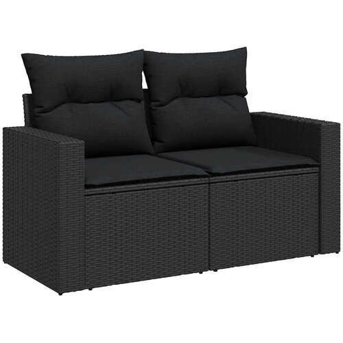  8-dijelni set vrtnih sofa od poliratana s jastucima crni Slike