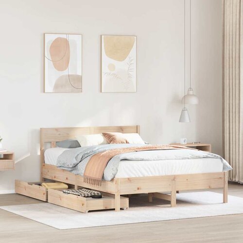 Furnova Posteljni okvir brez vzmetnice 140x190 cm trdna borovina, (21940696) Slike