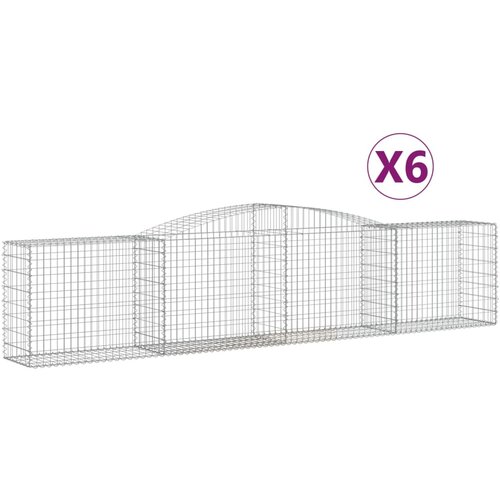 vidaXL Obokane gabion košare 6 kosov 400x50x80/100 cm pocinkano železo, (20758228) Cene