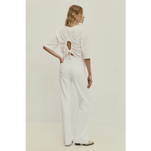 Answear Lab Pamučna majica za žene, boja: bijela