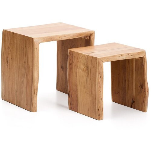 Kave Home Stranski mizici v kompletu 2 ks iz masivne akacije 40x50 cm Lomiri &amp;ndash; Slike