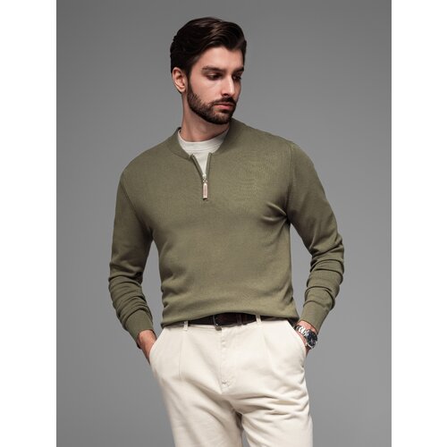 Ombre Men&amp;#039;s knitted sweater with structured dots - navy blue Slike