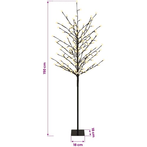 LED božićno drvce s kuglama Crna 18 x 18 x 150 cm Čelik Slike