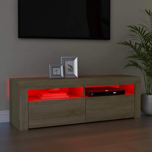  TV ormarić s LED svjetlima boja hrasta sonome 120 x 35 x 40 cm Smeđa Slike