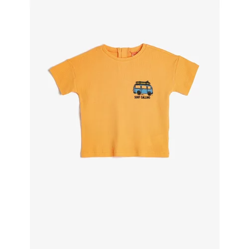 Koton T-Shirt Crew Neck Short Sleeve Car Print Detailed Cotton