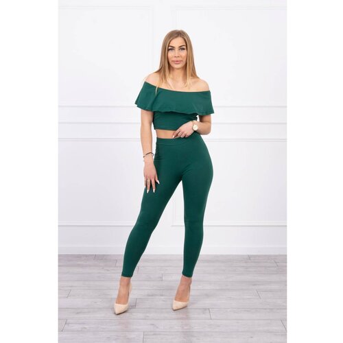 Kesi Set with a frill dark green Slike
