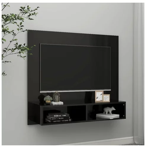  Stenska TV omarica visok sijaj črna 102x23,5x90 cm iverna pl.