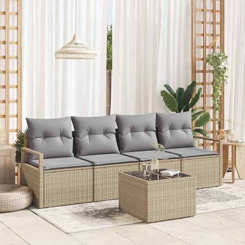  Set sofe 5 pcs Bež i siva poliratan Cene