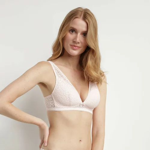 DIM SUBLIM TRIANGLE BRA - Women's lace bra without bones - light pink