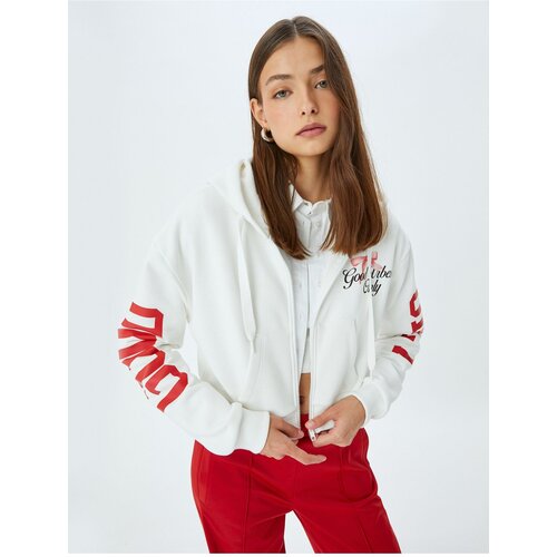 Koton Zippered Pocket Sweatshirt with Back Printed Hood Slike