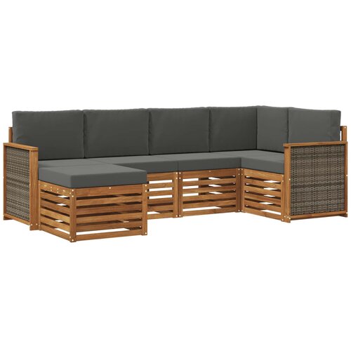 vidaXL Kotna sedežna garnitura z blazino 5 pcs Naravna in antracitna, (5000283845) Cene