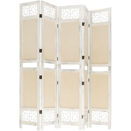  pregrada s 5 panela krem 175 x 165 cm od tkanine Slike