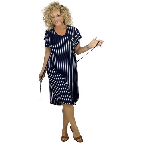 Pri Navy striped midi dress with waist tie MARINA Cene