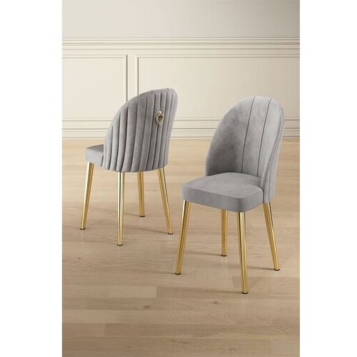 Hanah home Mara set stolica, 45x91x42 cm, 6 dijelova, zlatno-siva boja Cijene