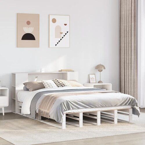  Krevet s regalom za knjige bez madraca bijeli 135x190cm od drva Cene