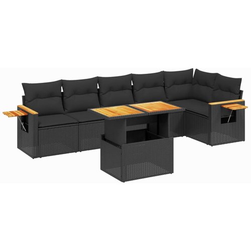 Maison Chic Seti vrtnega pohištva - Vrtna garnitura - Vrtni pohištvo set 7-delna z blazinami črn poli ratan, (21801424) Cene