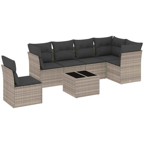 Maison Chic Seti vrtnega pohištva - Vrtna garnitura - Vrtni pohištvo set 7-delna z blazinami siv poli ratan, (21801440) Cene