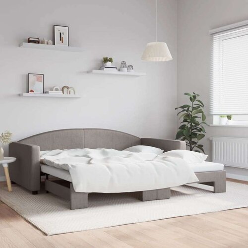  Izvlečna dnevna postelja taupe 100x200 cm blago, (20936874) Slike