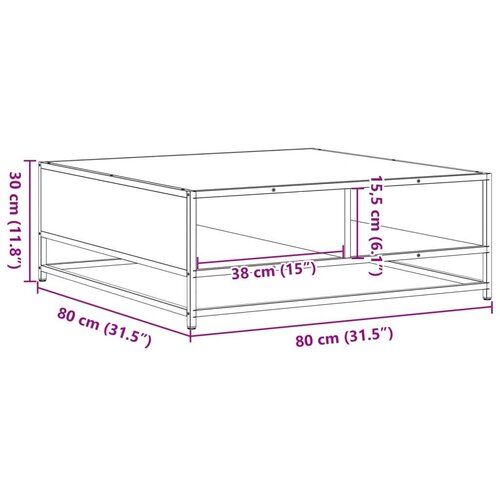 VidaXL Stolić za kavu crni 80x80x30 cm konstruirano drvo i metal Slike