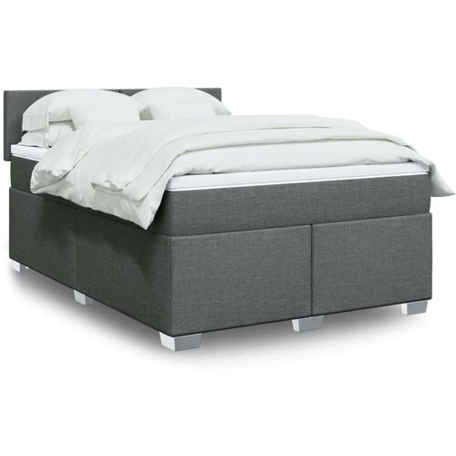 vidaXL Box spring postelja z vzmetnico temno siva 160x200 cm blago Cene