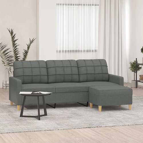 vidaXL Kavč trosed s stolčkom za noge temno siv 180 cm blago Cene