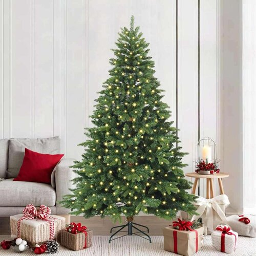 vidaXL Umestno božično drevo med 300 LED Zelena 210 cm PE in PVC Cene