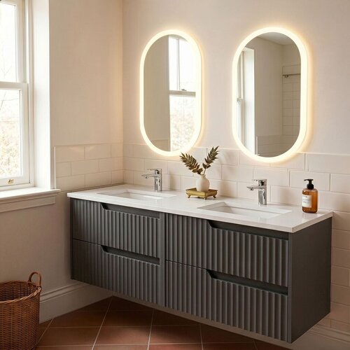 Skye Decor Set kupaonskih ormarića s umivaonikom i ogledalom, 2 dijela, antracit boja Cijene