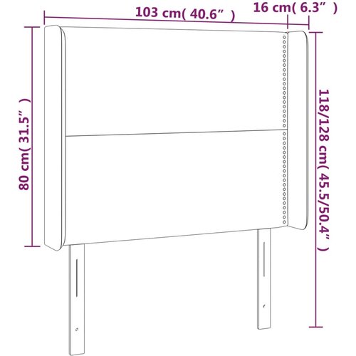  LED uzglavlje krem 103 x 16 x 118/128 cm od tkanine Slike