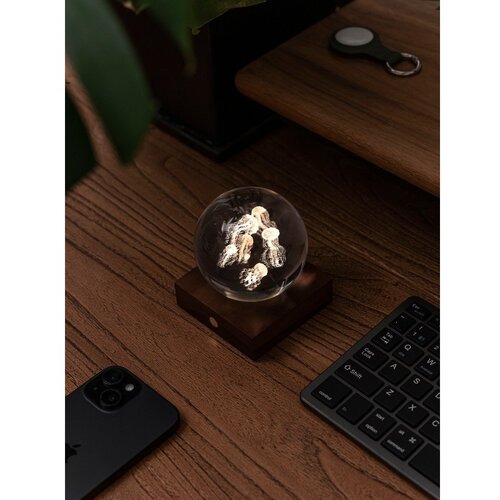 Gingko led stolna lampa u prirodnoj boji sa staklenim sjenilom (visina 8 cm) amber &amp;ndash; Slike