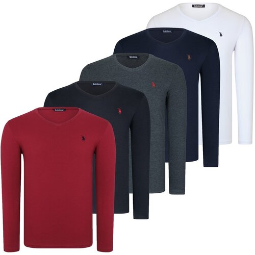 Dewberry FIVE SET T8587 V COLLAR MEN'S SWEATSHIRT-BLACK-LACİVERT-WHITE-BORDO-ANTHRACITIS Cene