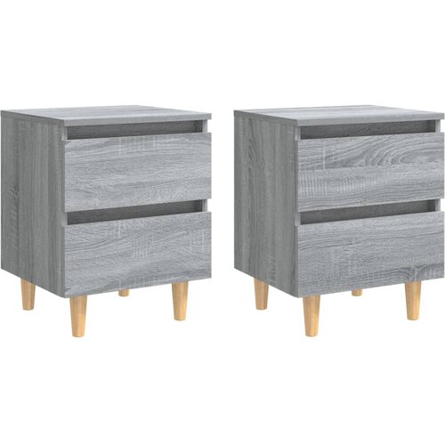Maison Chic Dvo delni komplet Nočne omarice - Nočne mize z lesenimi nogami siva sonoma 40x35x50 cm, (21688864) Slike
