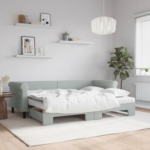 vidaXL Izvlečna dnevna postelja z vzmetnico sv. siva 80x200 cm žamet Cene