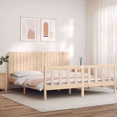  Okvir kreveta s uzglavljem 6FT veliki bračni od masivnog drva Slike