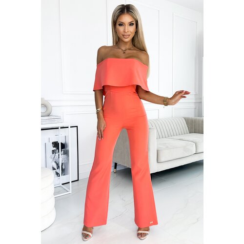 Bergamo Jumpsuit with ruffle and exposed shoulders - orange Cijene