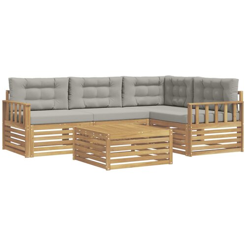 vidaXL Zunanja garnitura za sedenje 6 pcs Bela in svetlo siva, (5000281775) Cene