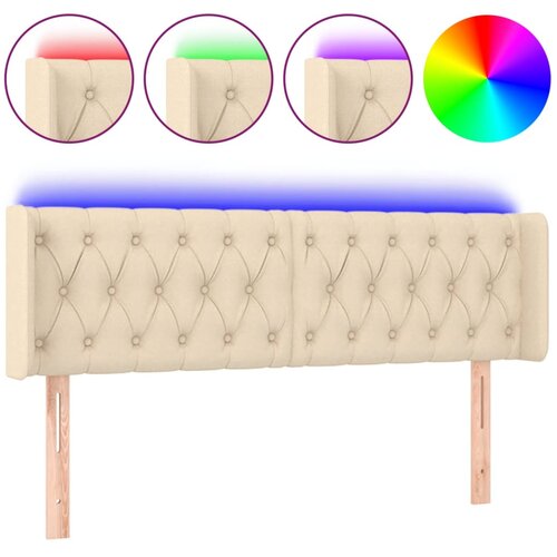 Maison Chic led posteljno vzglavje - vzglavna omarica - nočna omarica krem 147x16x78/88 cm blago, (21706901) Slike